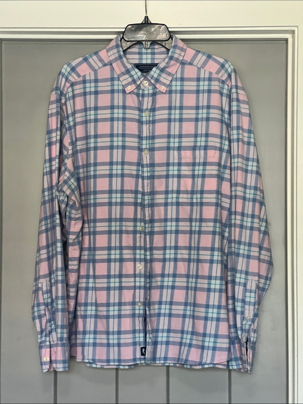 Vineyard Vines Pink and Blue Plaid Button-Down Shirt